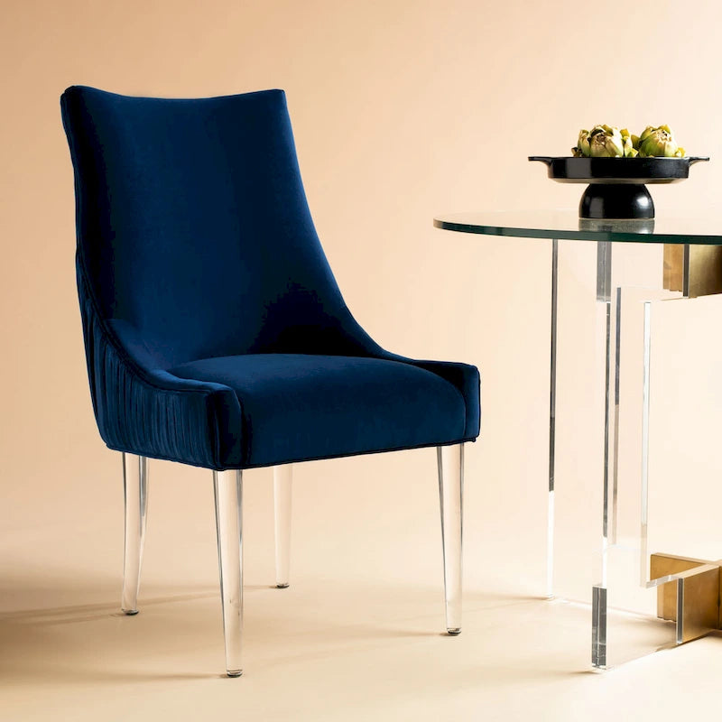 Modern Barrel-Back Upholstered Dining Chair with Acrylic Legs