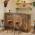 Lantine Bartisch, 63 Zoll, 2-stufiger Bartisch in Tresenhöhe mit Fußstütze für Küche, Bistro, Esszimmer oder Wohnzimmer, Braun