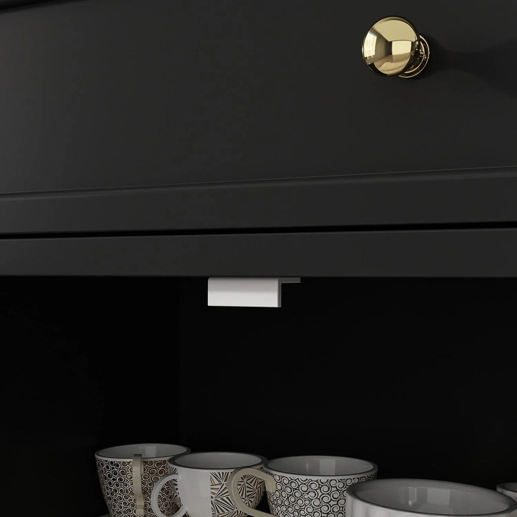Buffet blanc à portes et tiroirs de 59.1, style moderne du milieu du siècle, laqué contemporain