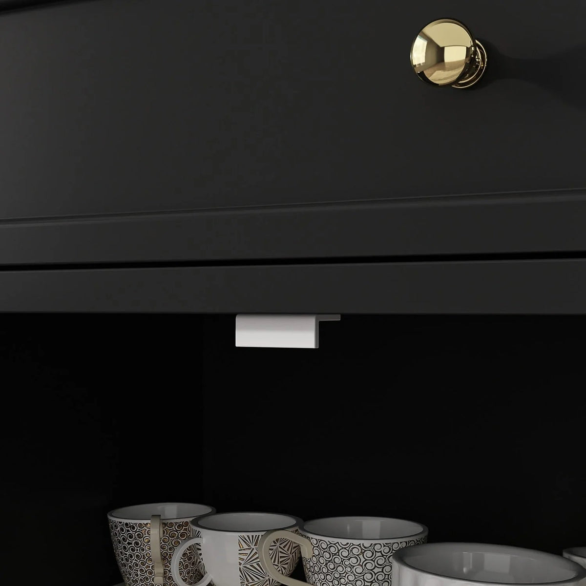 Buffet blanc à portes et tiroirs de 59.1, style moderne du milieu du siècle, laqué contemporain