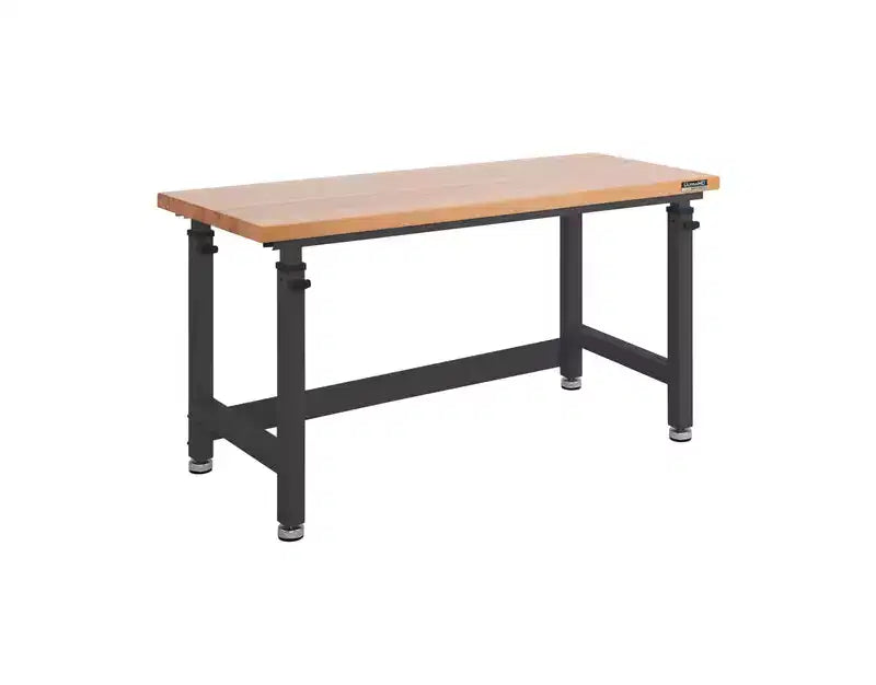 Établi robuste à hauteur réglable de 60 avec plateau en bois