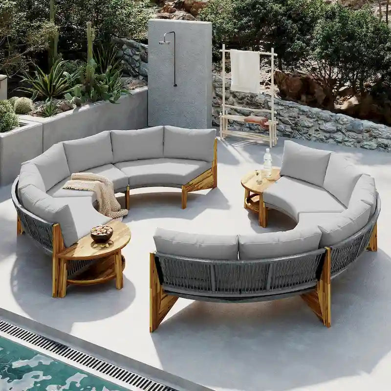 Gartensitzgruppe für 6 Personen mit Polstern und 1Couchtisch