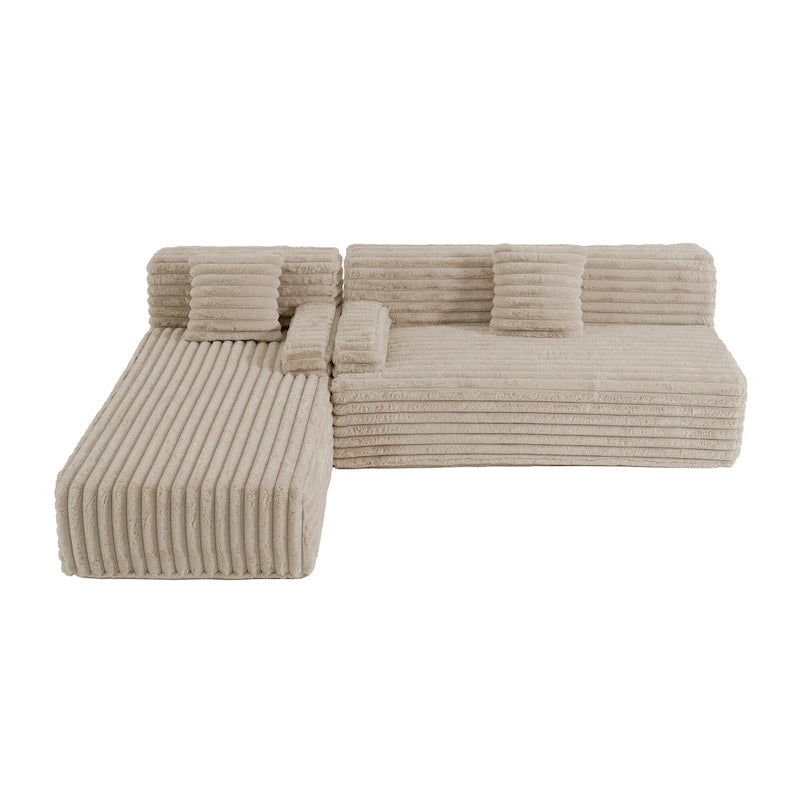 Cloud-Ecksofa, modernes Polstersofa mit 2 Zierkissen, frei kombinierbares Sofa, modulares Ecksofa in L-Form