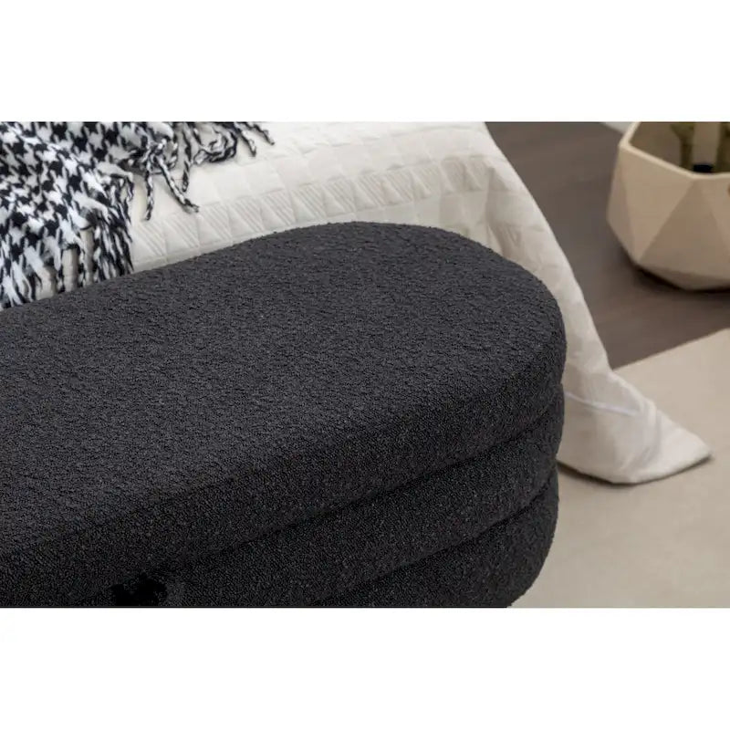 Velvet Upholstered Storage Bench with Wooden Legs