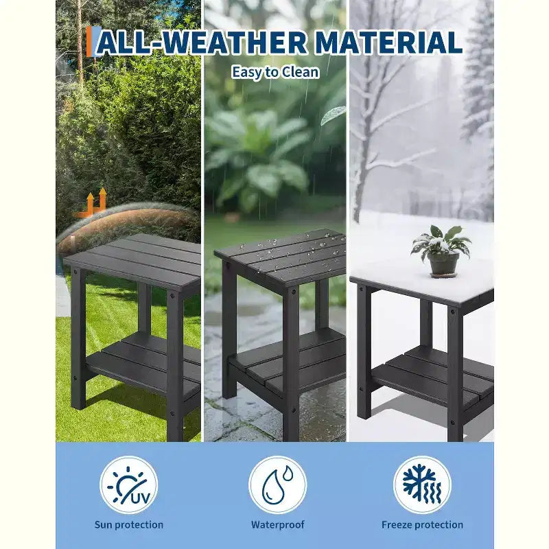 Folding Adirondack Chairs Set of 4 with 2 Side Tables, Modern Outdoor HDPE Chairs for Patio, Deck Balcony Backyard Lawn