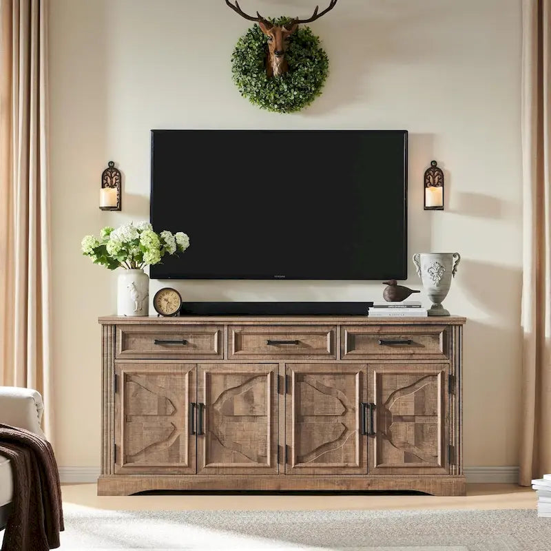 Credenza a buffet in stile rustico, mobile per angolo caffè o bar per vini per sala da pranzo - N/A
