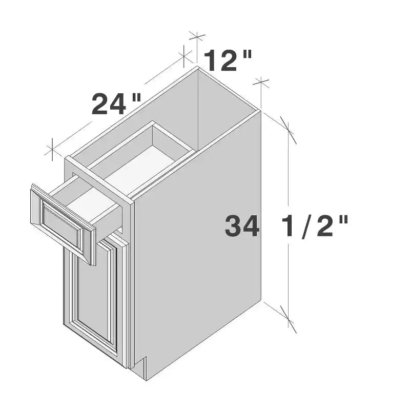 CASAINC 12 in. W x 34.5 in. H x 24 in. D Unterschrank für die Küche mit 1 Schublade mit Soft-Close-Funktion, Sperrholzrahmen, Front mit Vollauflage