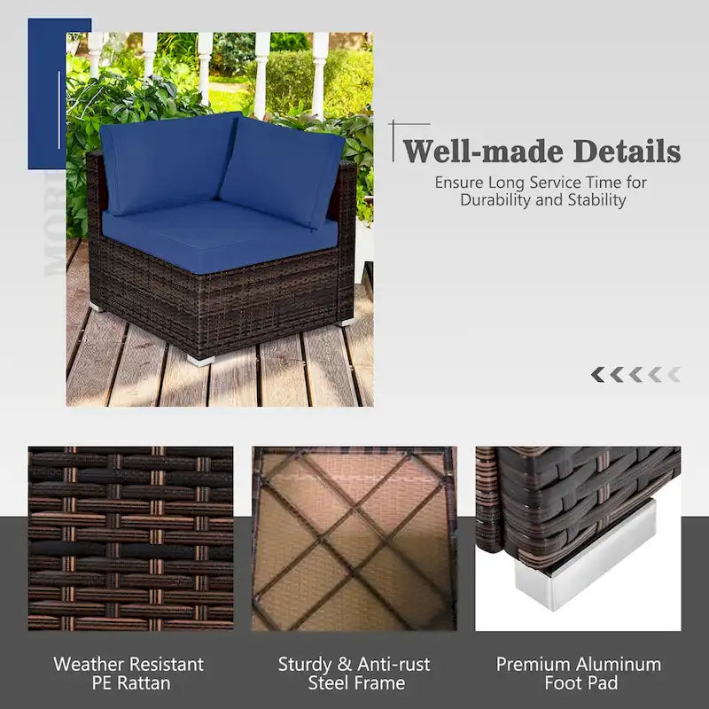 8-teiliges Gartenmöbel-Set aus Rattan mit Feuertisch, Tankhalter, Abdeckung und Terrassenmöbeln