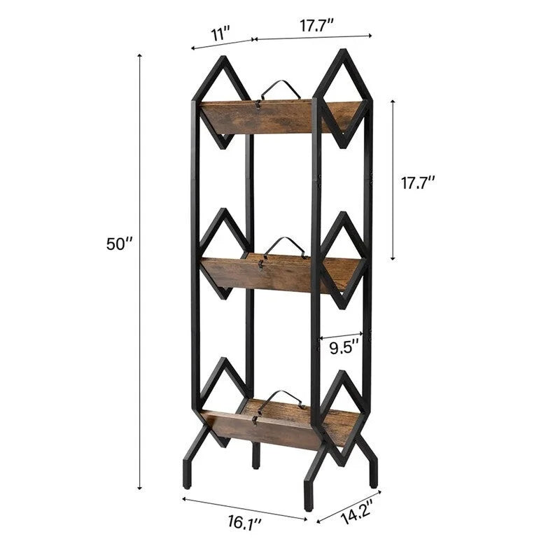 Meuble de rangement pour vinyles à 3 niveaux - 14.2D x 16.1W x 50H