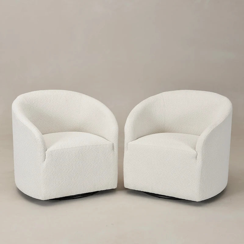 Fauteuil pivotant tonneau KINWELL 32 W rembourré en bouclé (lot de 2)
