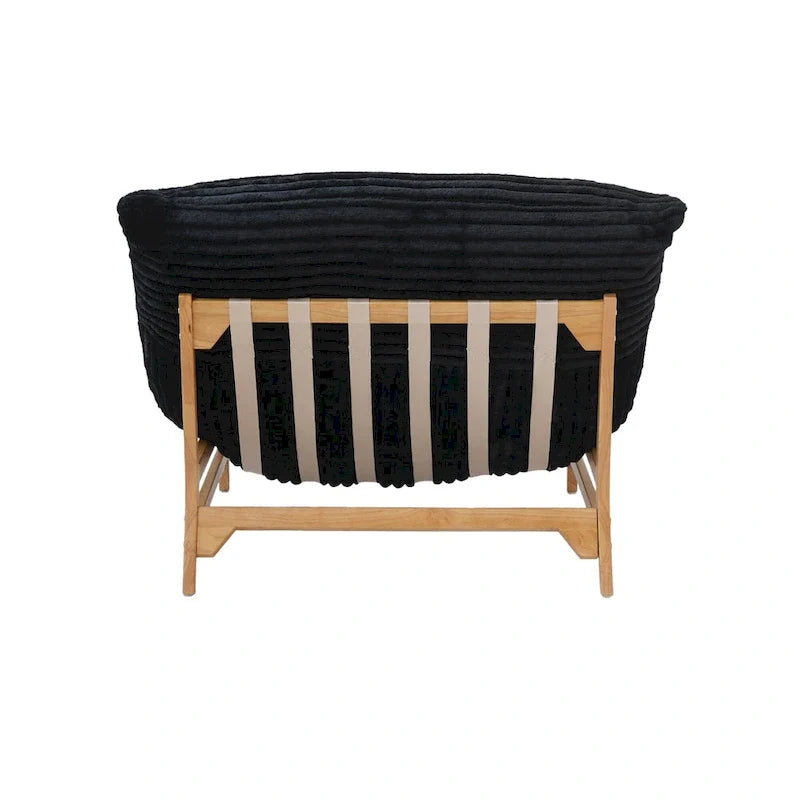 Fauteuil poire d’appoint grand format en peluche, avec structure en bois massif, confortable et garni de duvet