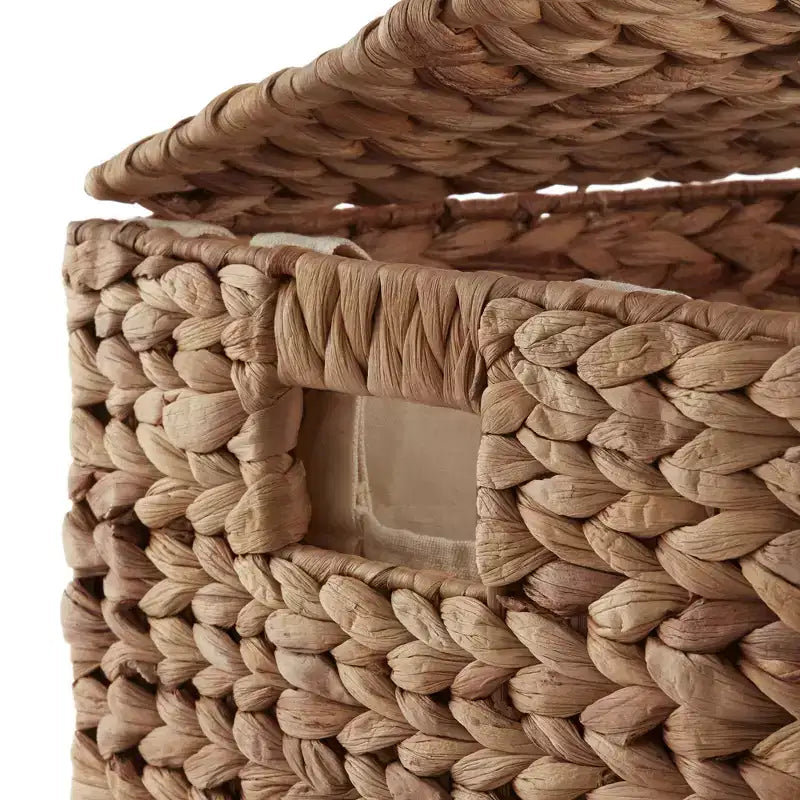Panier à linge Casafield à 2 compartiments avec couvercle et sacs doublure amovibles, panier de tri tressé en jacinthe d’eau pour vêtements
