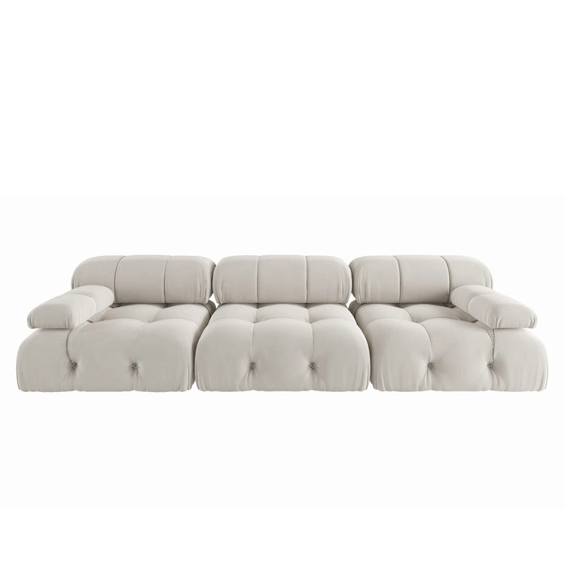Modulares Samtsofa mit 3 Sitzplätzen, beidseitig montierbar