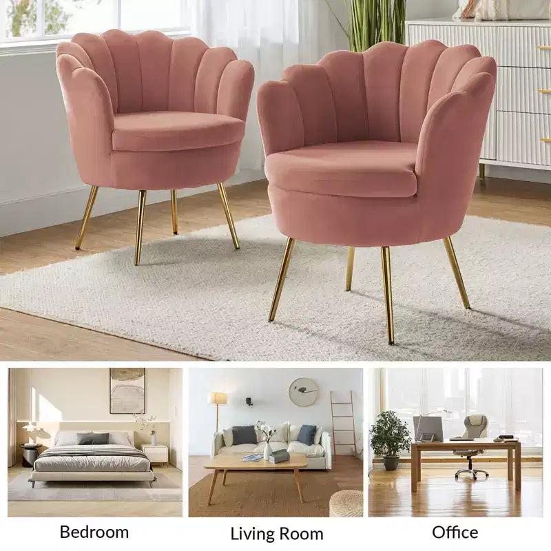 Comfy Barrel Chair with Golden Metal Legs, Living Room Accent Chair