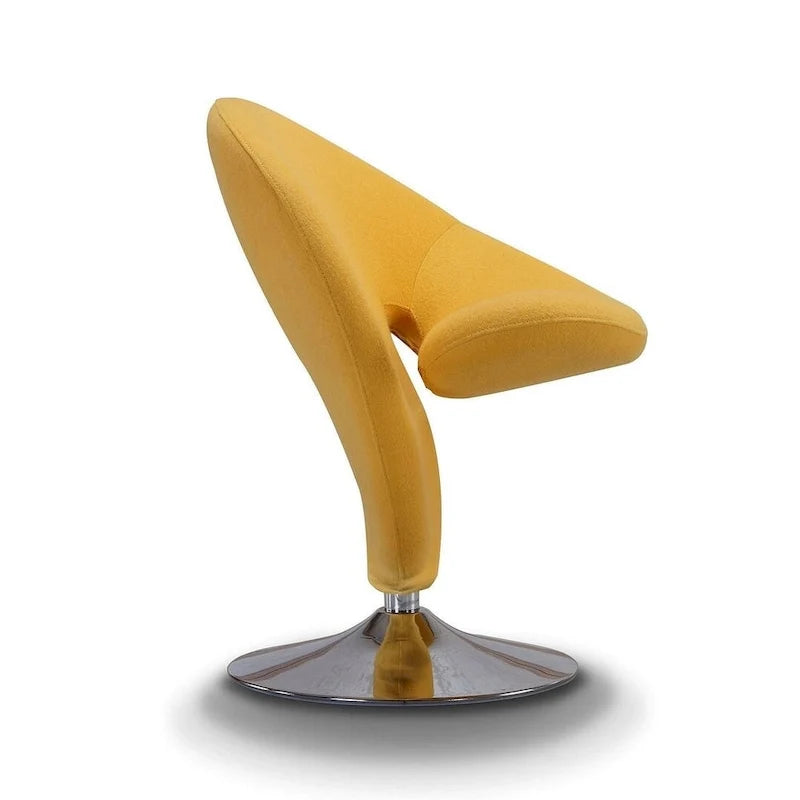 Poltrona girevole decorativa Curl Manhattan Comfort in misto lana e cromo (set da 2)