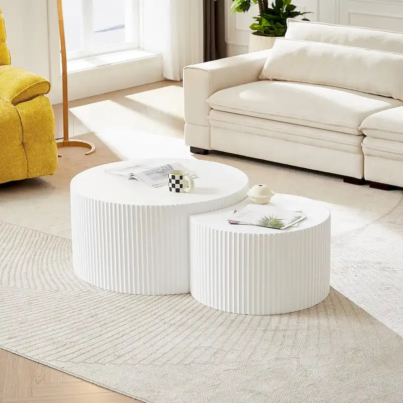 Moderne glamoureuze ronde nesting-bijzettafelset voor de woonkamer (set van 2), niet gemonteerd