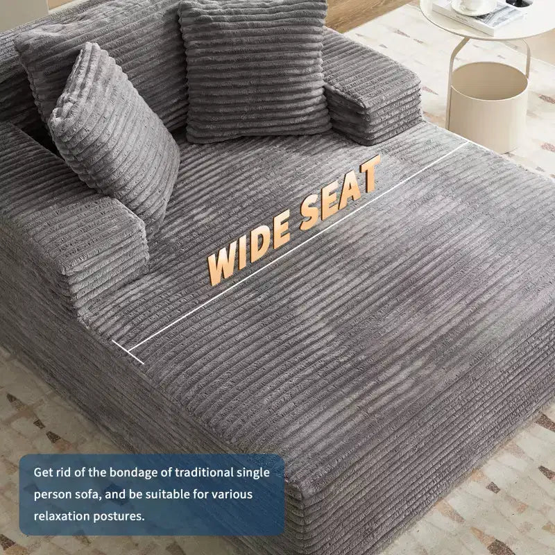 COZONY 49.2 übergroße, umwandelbare Chaiselongue, Cord-Sofasessel/Schlafsofa im Cloud-Design, Belastbarkeit 400 lb