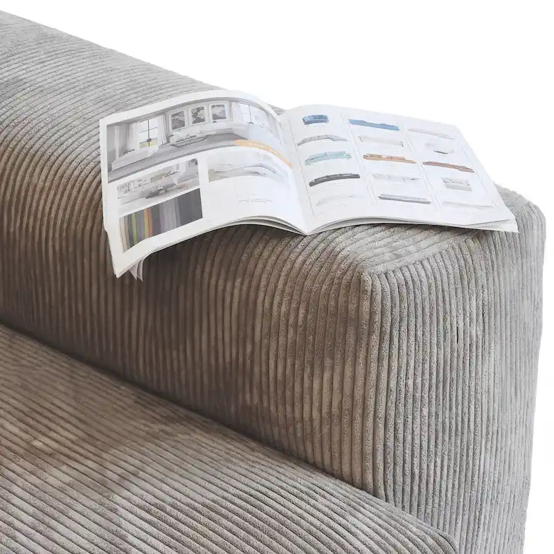 Canapé modulable d’angle de 141.73, canapé en velours côtelé en U avec poufs