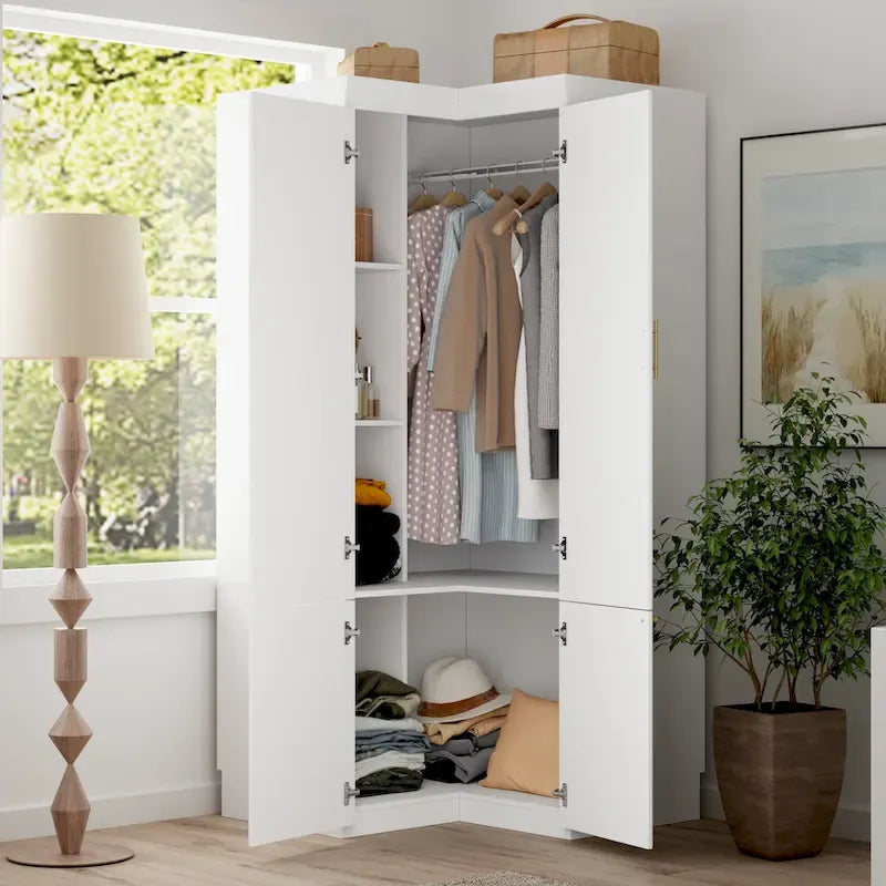 Kleiderschrank mit Kleiderstange und 4 Schubladen, viel Stauraum