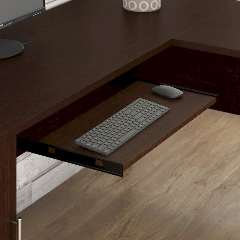 Bush Furniture Somerset 60W L-förmiger Schreibtisch mit Aufsatzregal