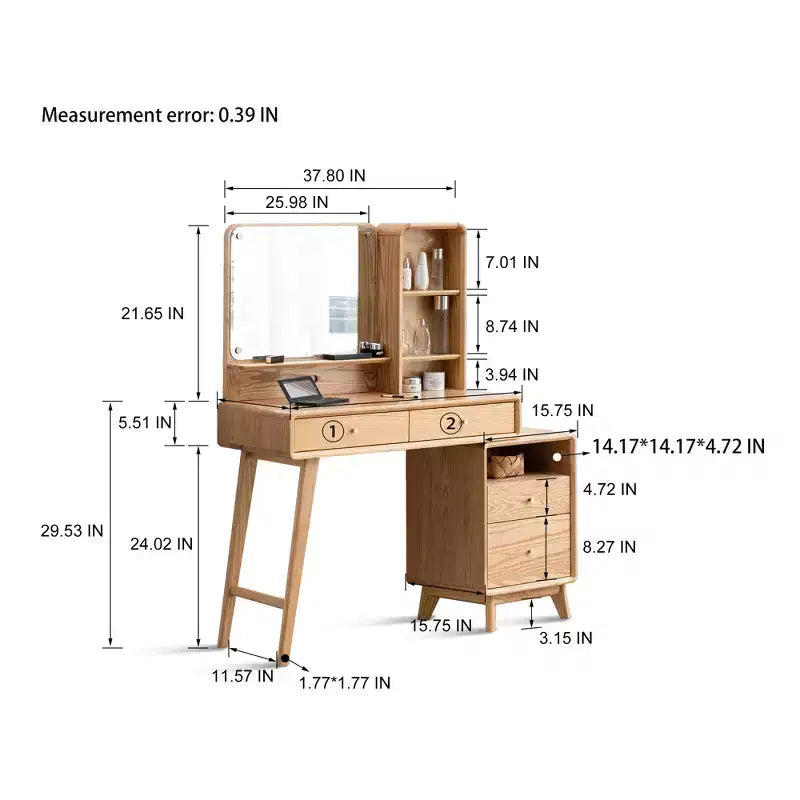 GDFStudio Crichton moderne Kommode aus massivem Eichenholz mit 4 Schubladen und Ablagen