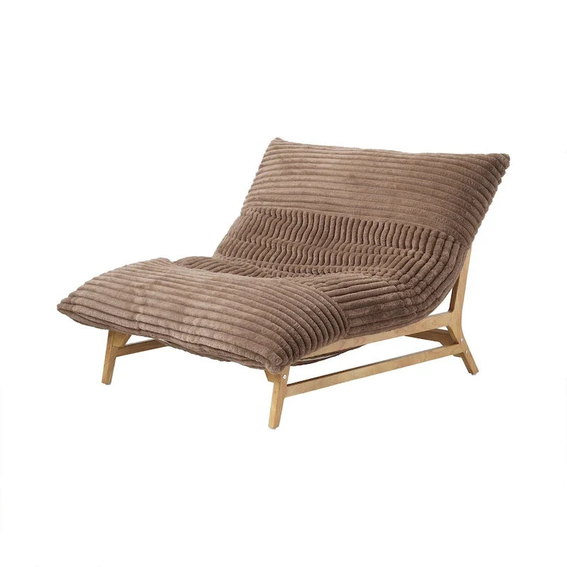Fauteuil poire d’appoint grand format en peluche, avec structure en bois massif, confortable et garni de duvet