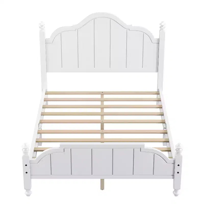 Vintage-Queen-Plattformbettgestell - Massives Kiefernholz, MDF-Kopfteil, kein Boxspring erforderlich