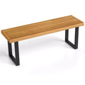 Costway Banc en bois d’acacia de 48 po pour 2 personnes, 1/2 PCS, avec pieds en métal et patins réglables, pour entrée