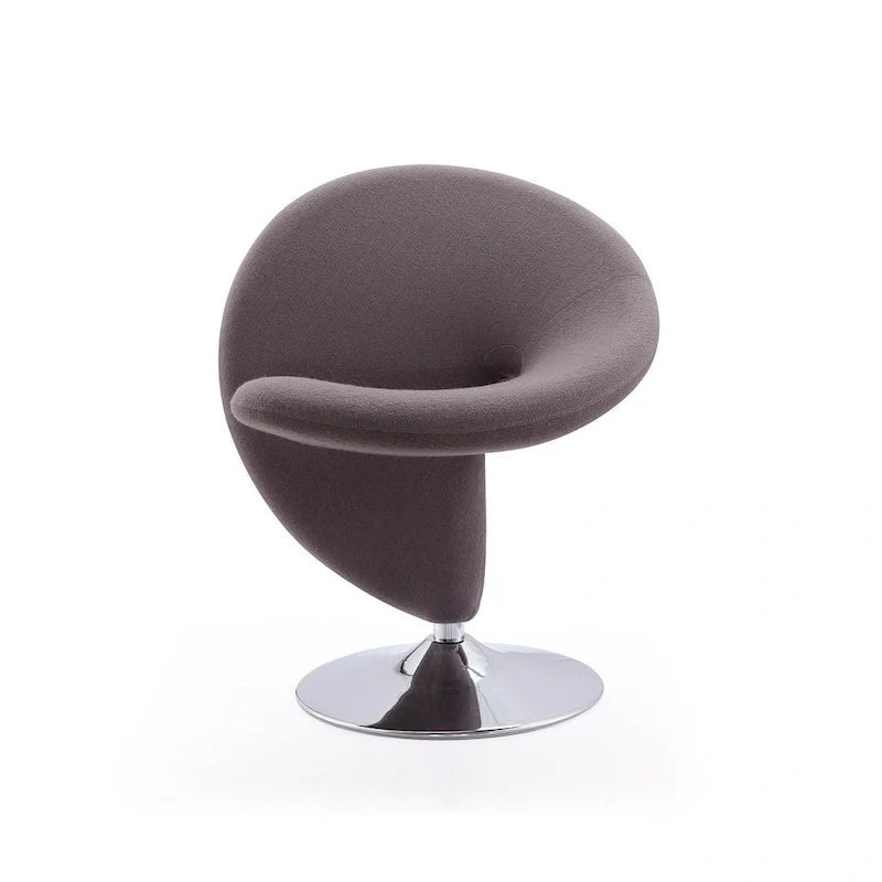Poltrona girevole decorativa Curl Manhattan Comfort in misto lana e cromo (set da 2)