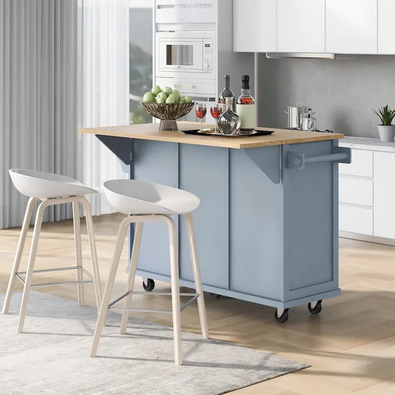 Îlot de cuisine portable à roulettes avec rangement