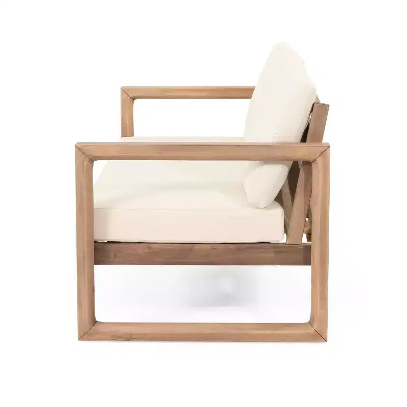Tuinmeubelset van acaciahout, loungeset voor buiten met salontafel en zachte kussens voor de achtertuin, veranda en het balkon, beige - Merax