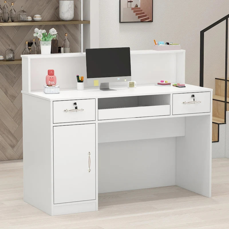 Bureau d’accueil rectangulaire en bois, bureau secrétaire, bureau d’ordinateur