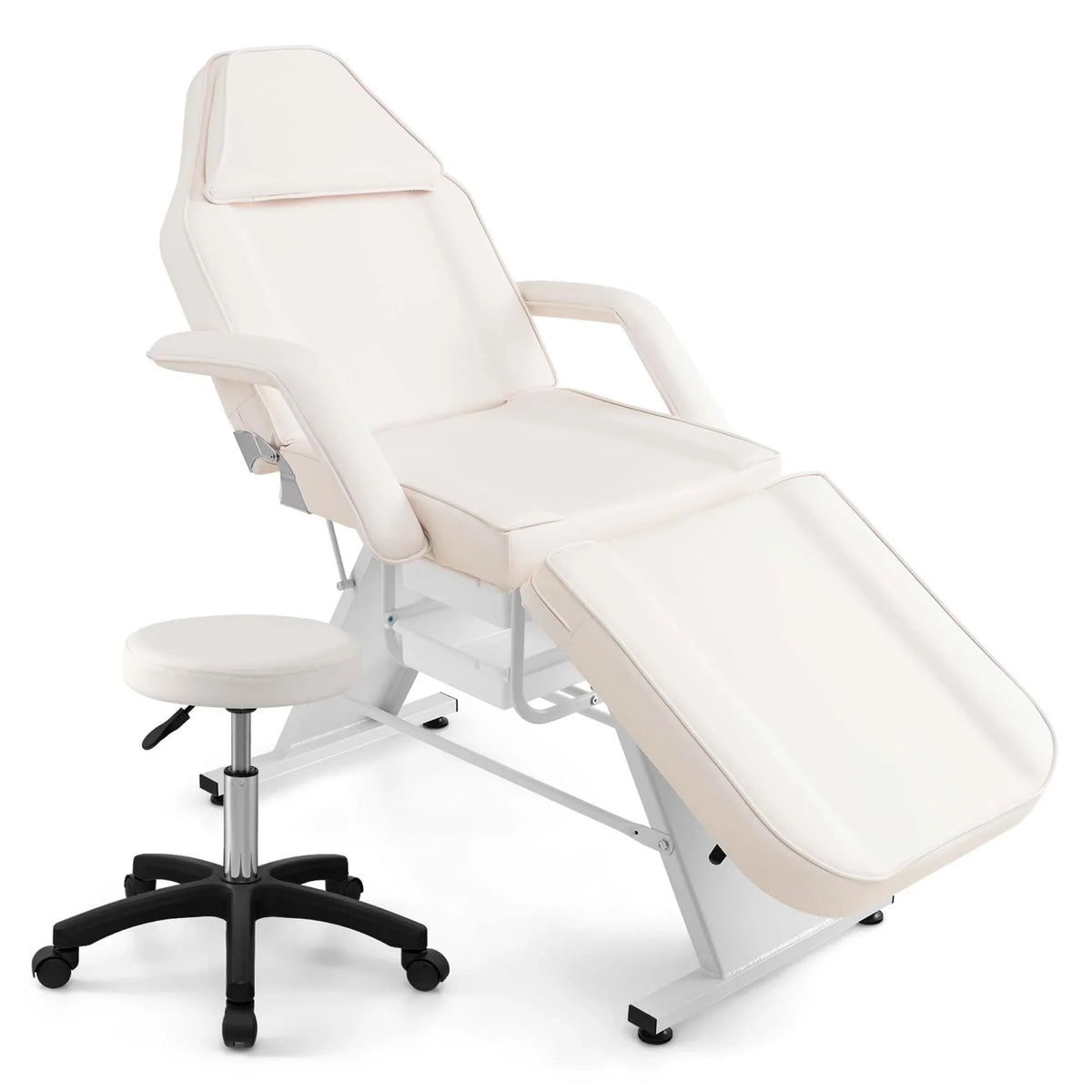 Costway Massageliege 72 mit hydraulischem Hocker, verstellbarer Rückenlehne &