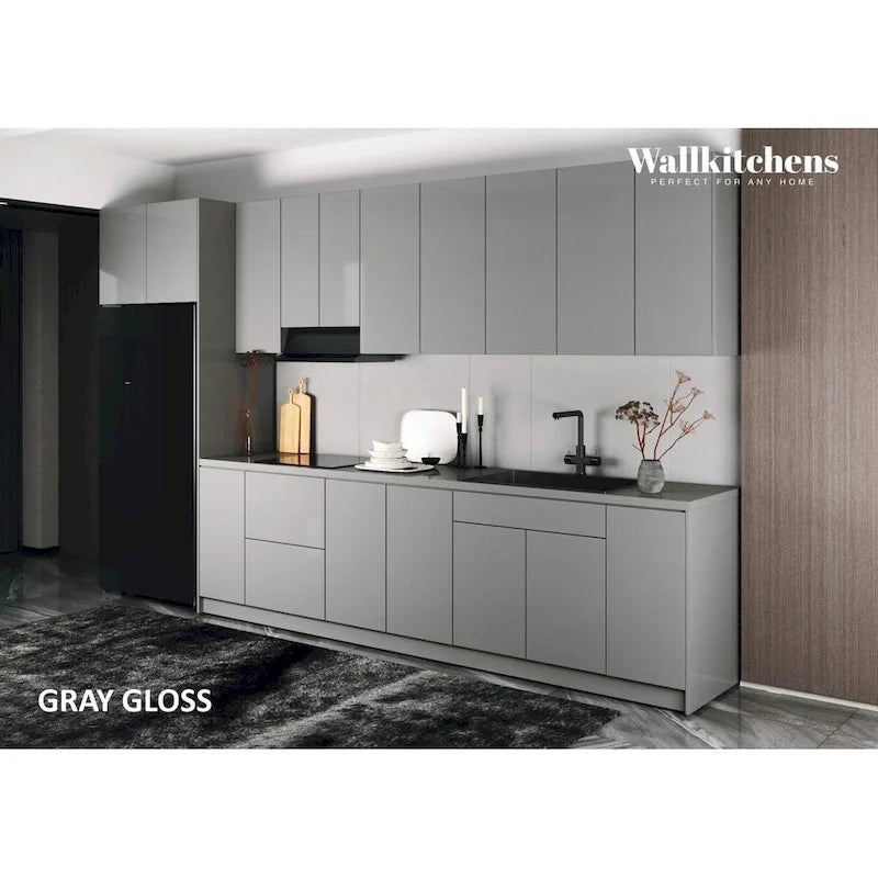 Keuken Timeless Collection, grijs-wit glanzend, onderkast, breedte 13Ft - 157x24