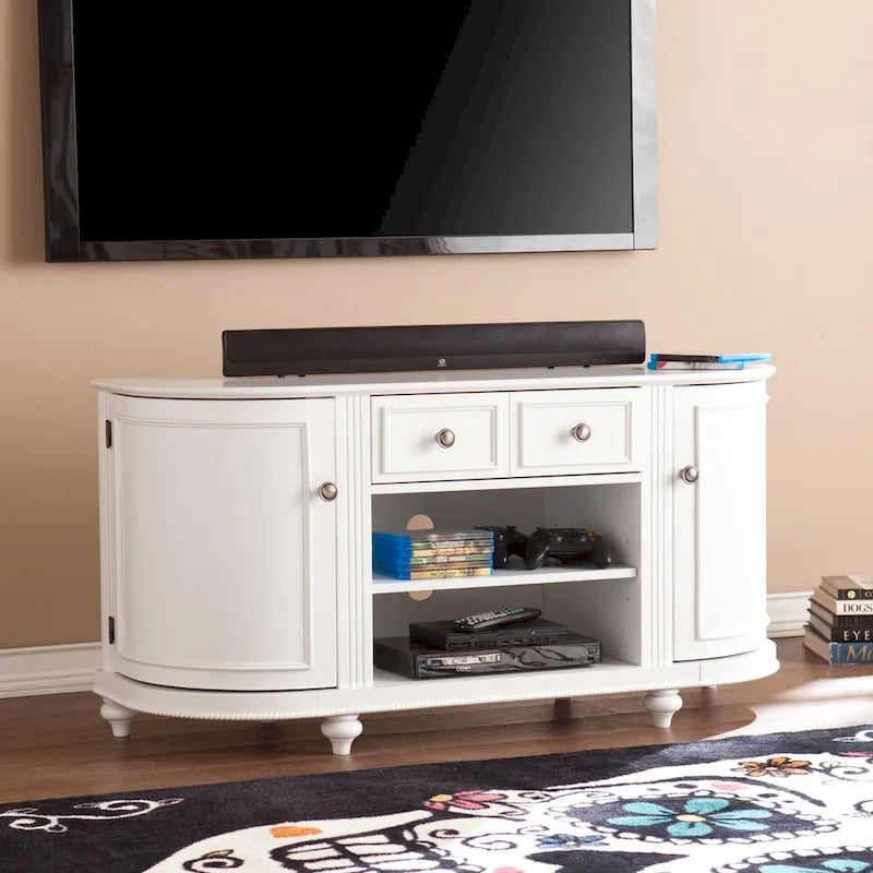 SEI Furniture Wells TV-Medienkonsole im modernen Landhausstil, weiß, für Fernseher bis zu 46 Zoll