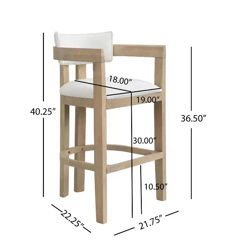 Christopher Knight Home Peyton Barhocker aus Gummibaumholz mit Polsterung und geschwungener offener Rückenlehne (2er-Set)