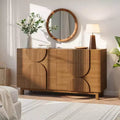 Moderne geometrische Kommode mit 6 Schubladen, breiter Stauraumschrank mit Halbkreismuster für Schlafzimmer und Wohnzimmer