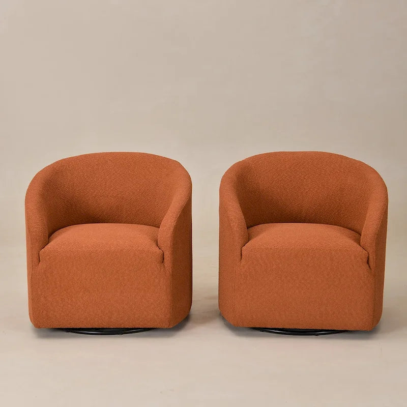 Fauteuil pivotant tonneau KINWELL 32 W rembourré en bouclé (lot de 2)