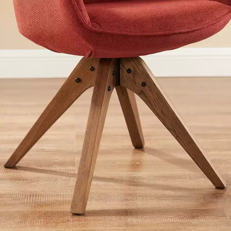 Art Leon comfortabele draaibare fauteuil van stof met poten van massief eikenhout