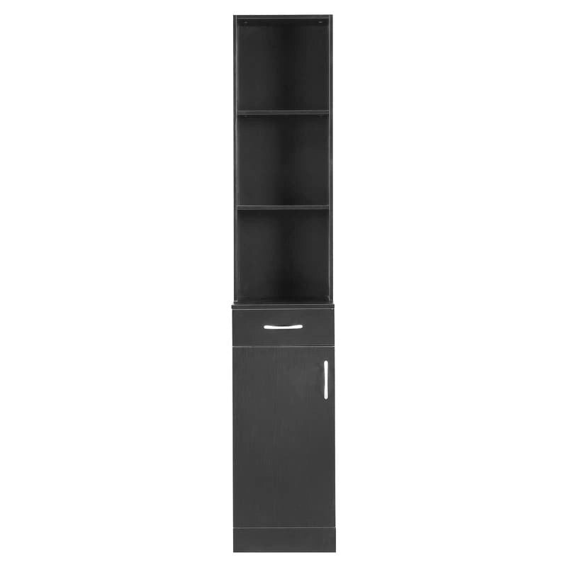 Hochschrank, Badezimmerschrank zur Wandmontage, schwarz