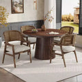 Ensemble de salle à manger extensible 5 pièces en bois moderne du milieu du siècle Christopher Knight Home Bennett avec table et 4 chaises rembourrées à dossier en cannage