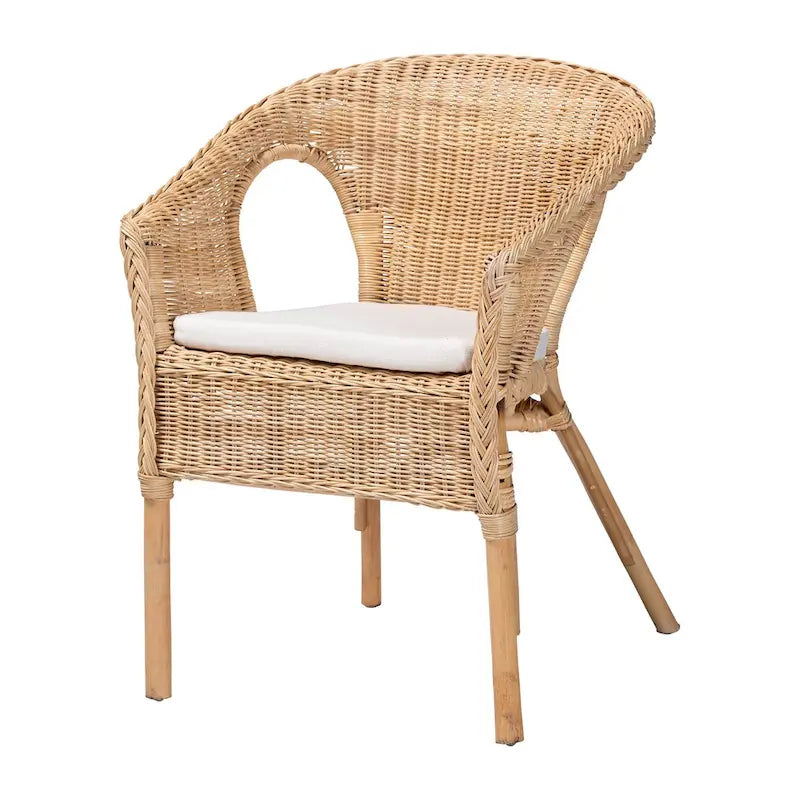 Sedia da pranzo Abbey in rattan naturale, stile boho moderno