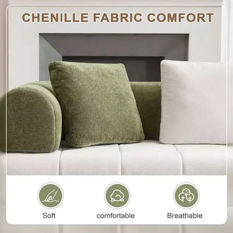 110.23 in. W modulares 4-Sitzer-Chenillesofa im Colorblock-Design mit geschwungenen Armlehnen