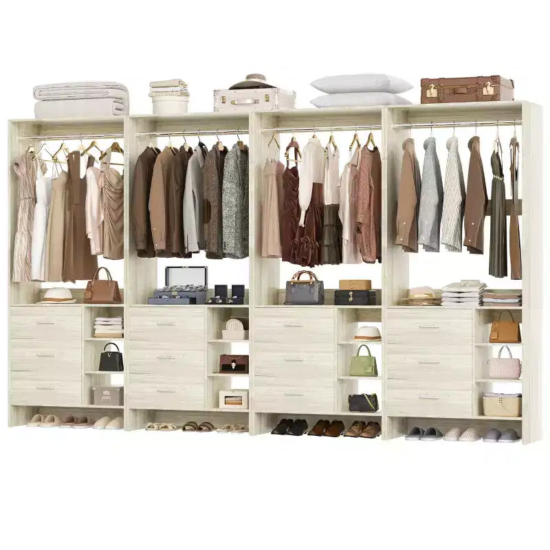 Lot de 4 organisateurs de placard Besiost avec tiroirs en bois et tringles à vêtements