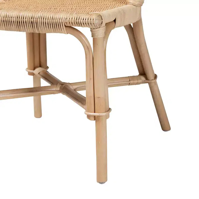 Ensemble de 2 chaises de salle à manger en rotin brun naturel au style bohème moderne bali & pari Jelita