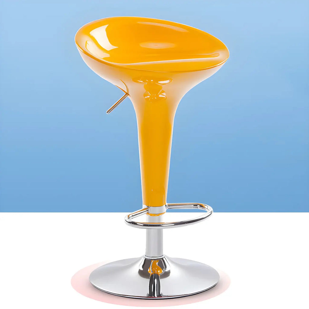 Drehbarer Barhocker aus Kunststoff und Chrom, höhenverstellbar