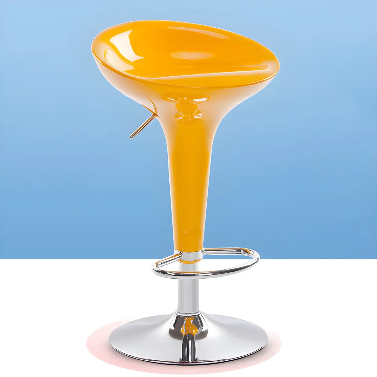 Drehbarer Barhocker aus Kunststoff und Chrom, höhenverstellbar