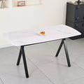 GDFStudio Daniela moderne rechthoekige eettafel van gehard glas met marmerdessin en metalen poten