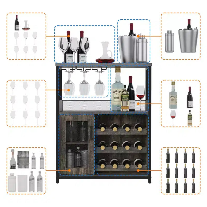 Meubles de bar DobleePy, armoires à vin, buffets, étagères réglables, adaptés aux petits bars dans les cuisines et les restaurants, couleur rétro