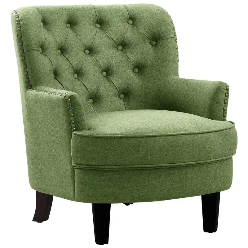 Poltrona decorativa Moser Bay Mignon in velluto/lino, larga 30, con schienale alto e bottoni